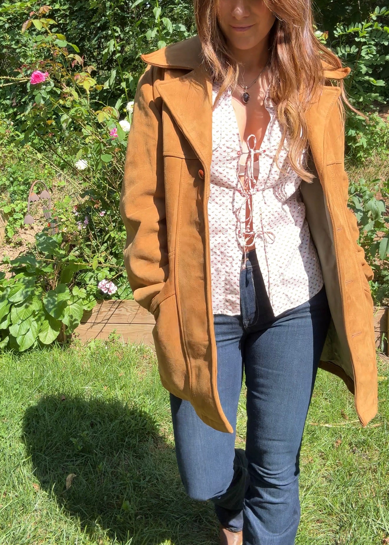 Y2K Lace-Up Handkerchief Print Blouse — Festival Flair / American Eagle Vintage Top XS-S