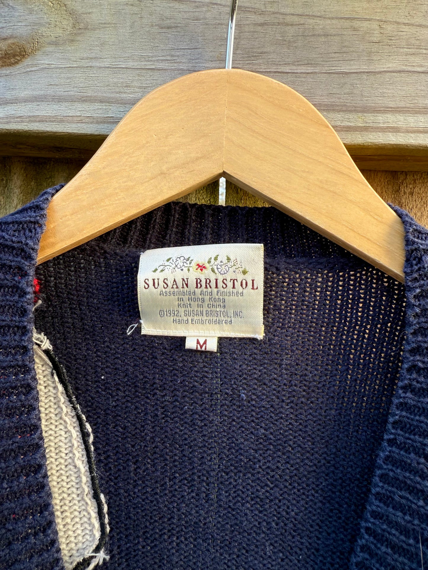 1992 Susan Bristol Embroidered Cardigan Holiday Ice Skating