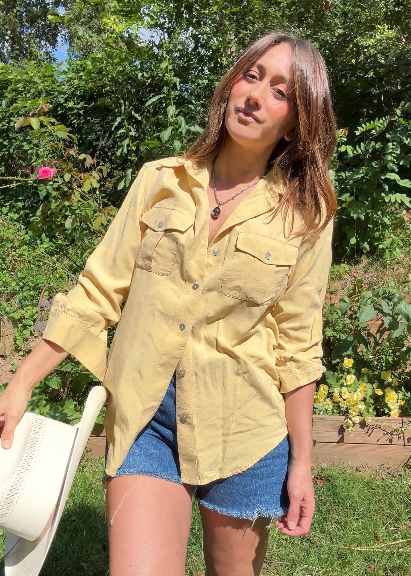 Silk Button-Down Shirt — Butter Yellow / Western Luxe Vintage