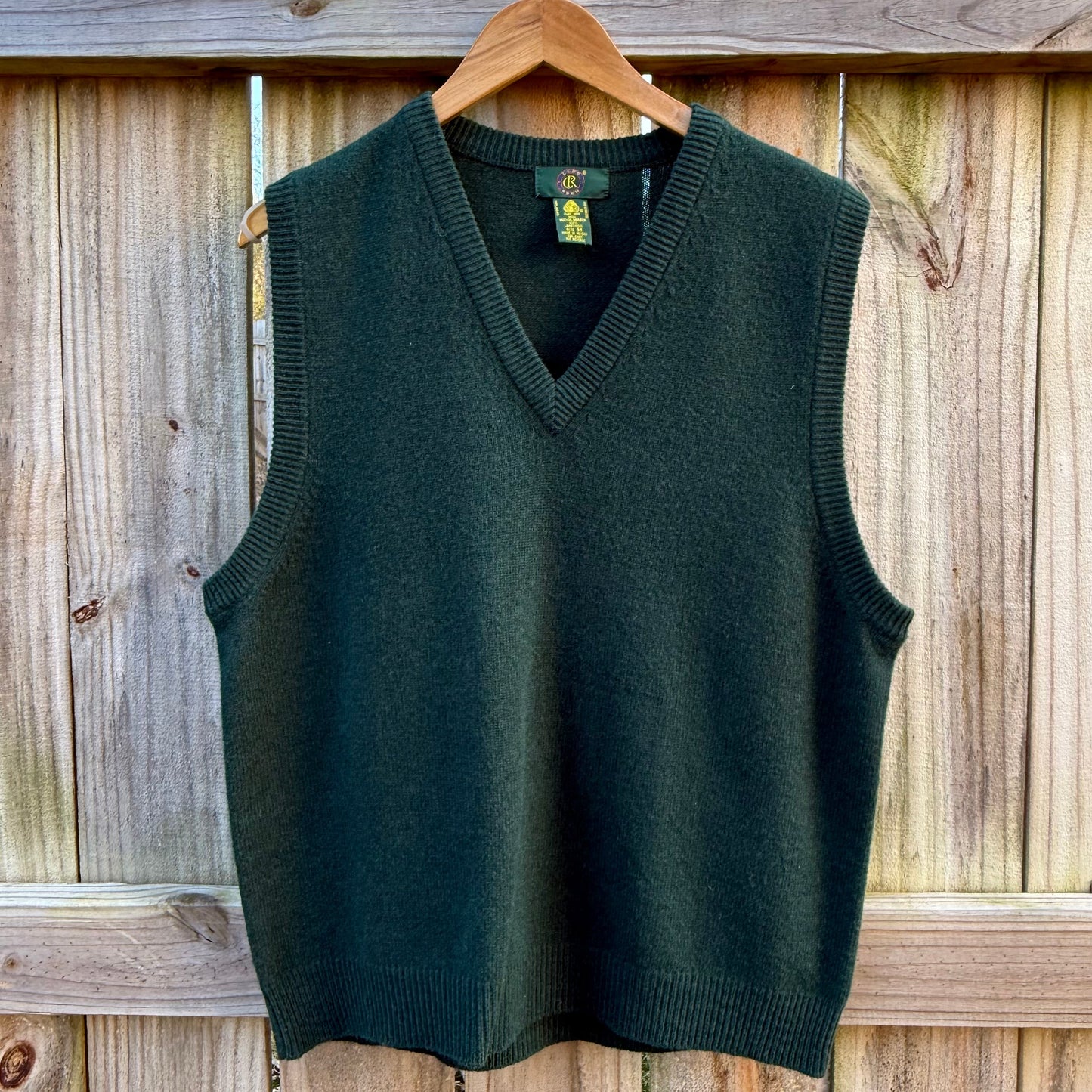 100% Lambswool Forest Green Sweater Vest (Vintage Club Room)