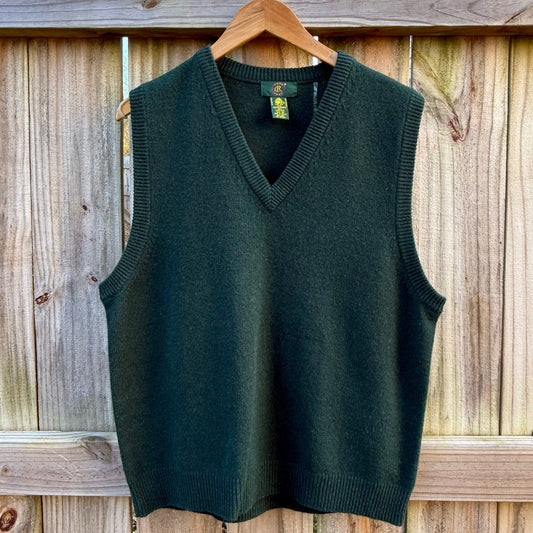 100% Lambswool Forest Green Sweater Vest (Vintage Club Room)