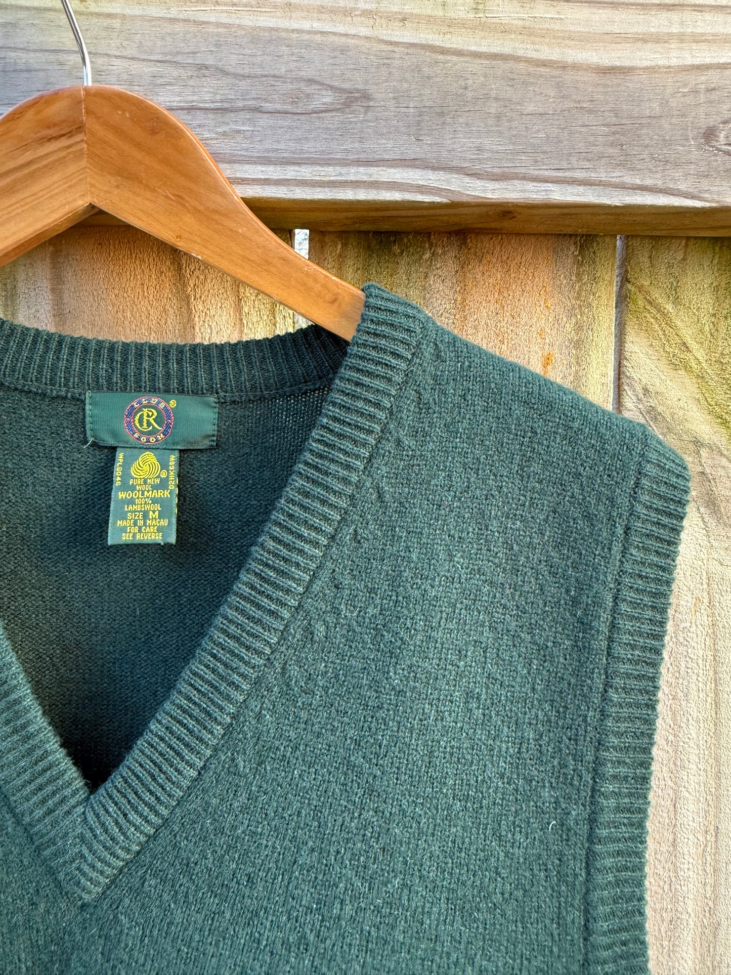 100% Lambswool Forest Green Sweater Vest (Vintage Club Room)