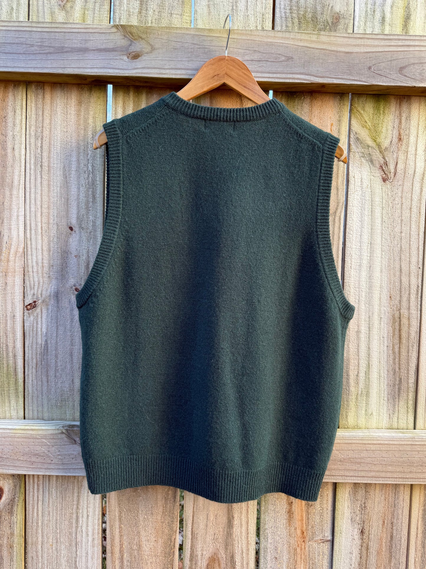 100% Lambswool Forest Green Sweater Vest (Vintage Club Room)