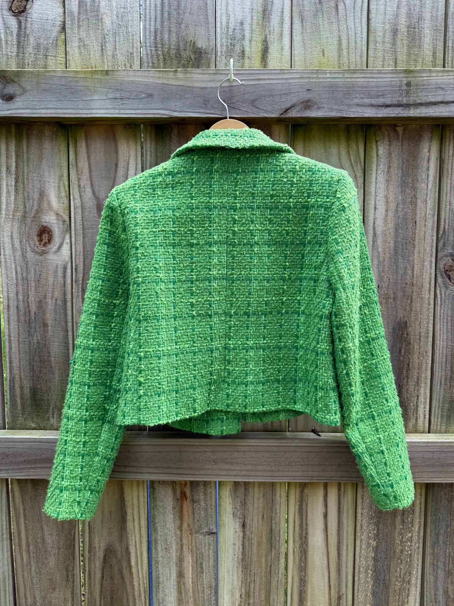 Nicole Miller Lime Bouclé Cropped Jacket
