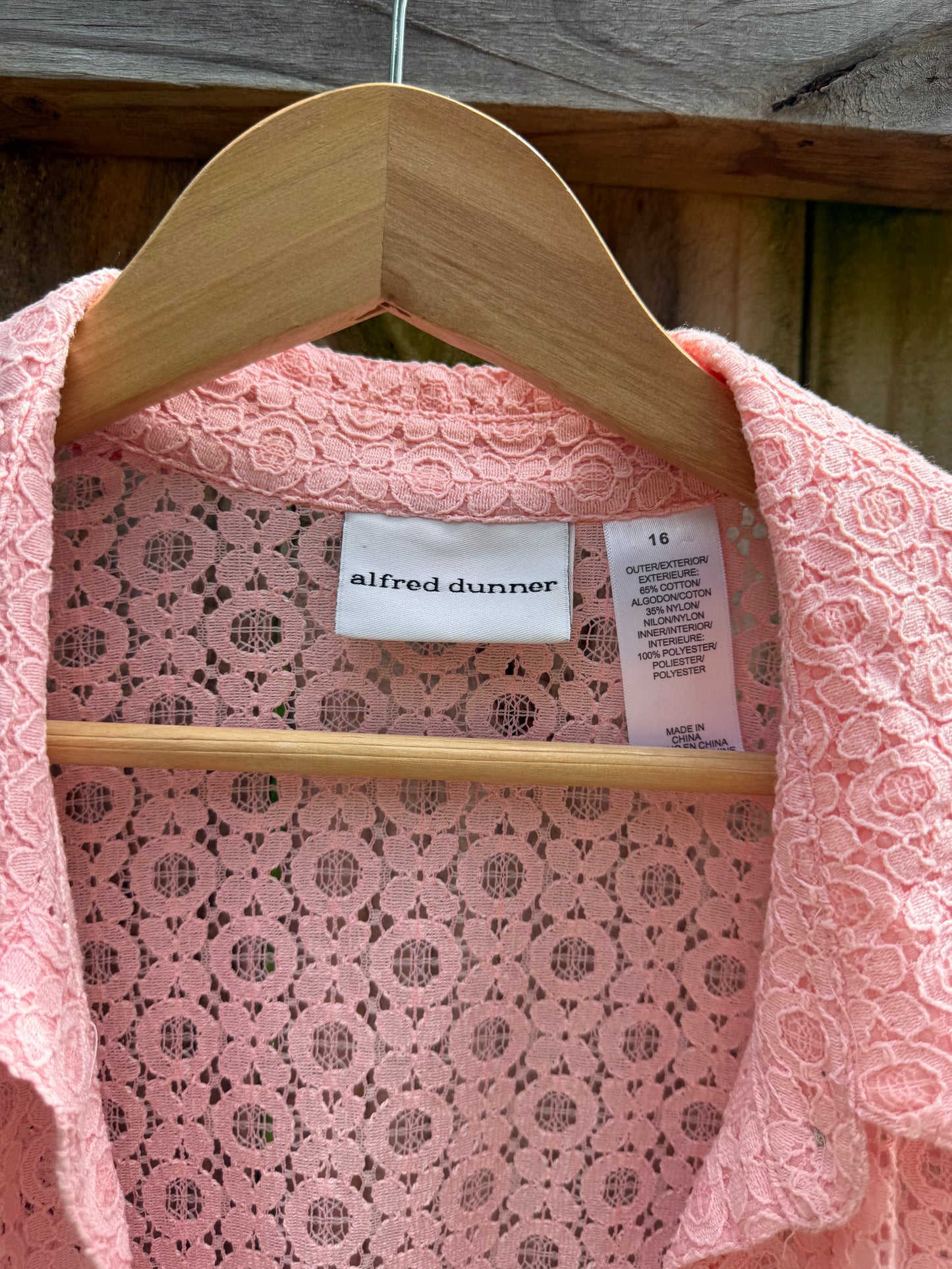 Alfred Dunner Pink Lace Button-Up