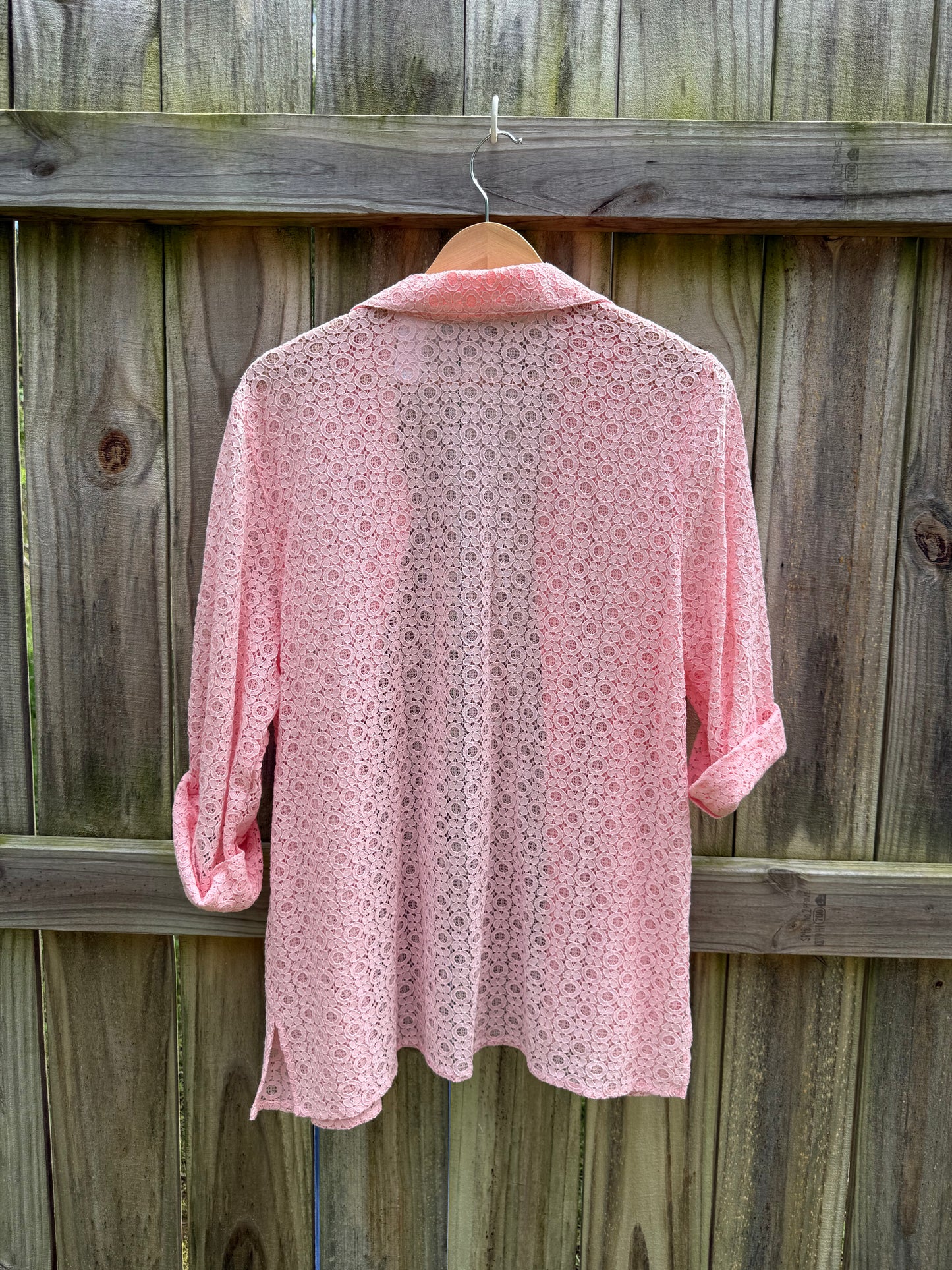 Alfred Dunner Pink Lace Button-Up