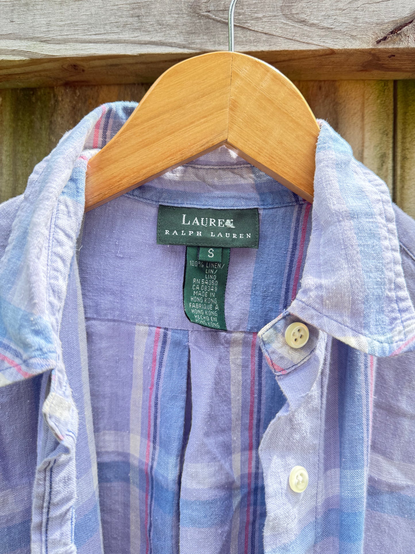 Lauren Ralph Lauren Blue Plaid Linen Shirt