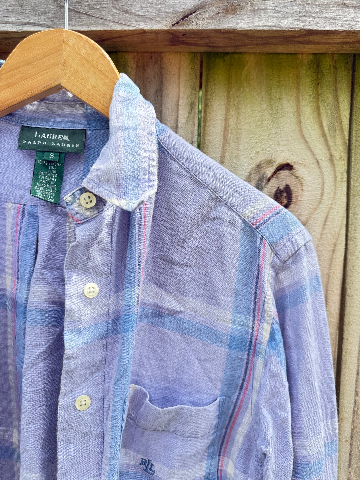 Lauren Ralph Lauren Blue Plaid Linen Shirt
