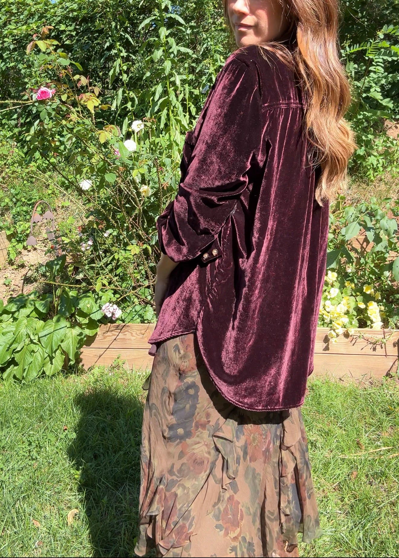 Maeve Velvet Oxblood Button-Down Shirt — Anthropologie