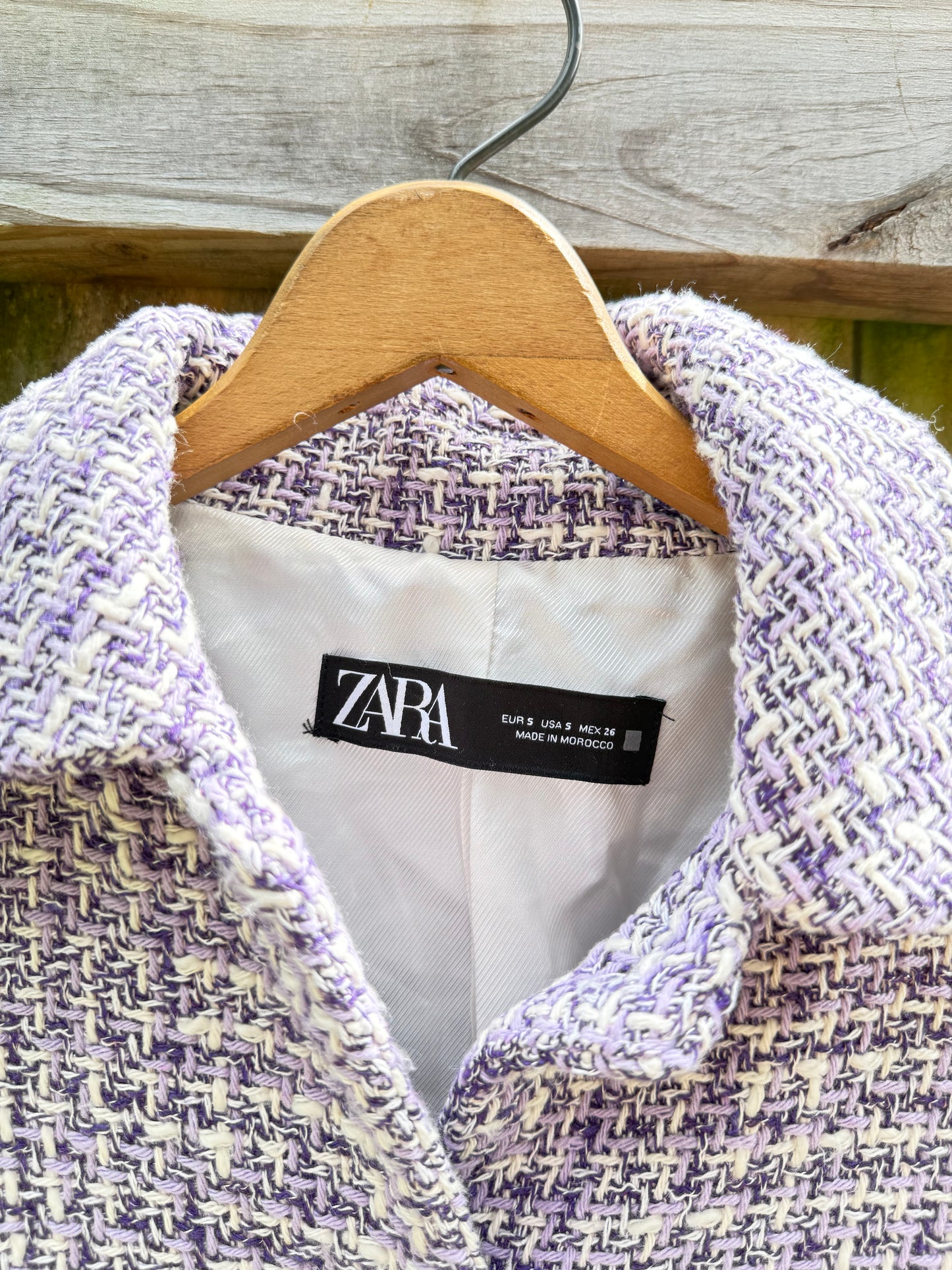 Zara Lilac Bouclé Tweed Skirt Set | Cropped Jacket | Chanel Inspired Lavender Co-Ord | Quiet Luxury | Size Small