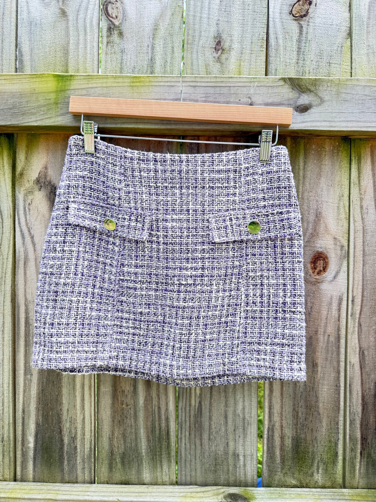 Zara Lilac Bouclé Tweed Skirt Set | Cropped Jacket | Chanel Inspired Lavender Co-Ord | Quiet Luxury | Size Small