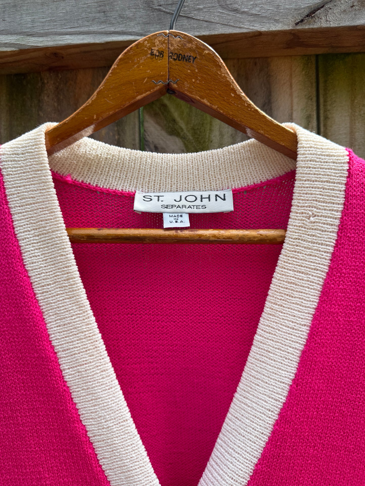St. John Hot Pink Knit Cardigan | USA Made | Quiet Luxury