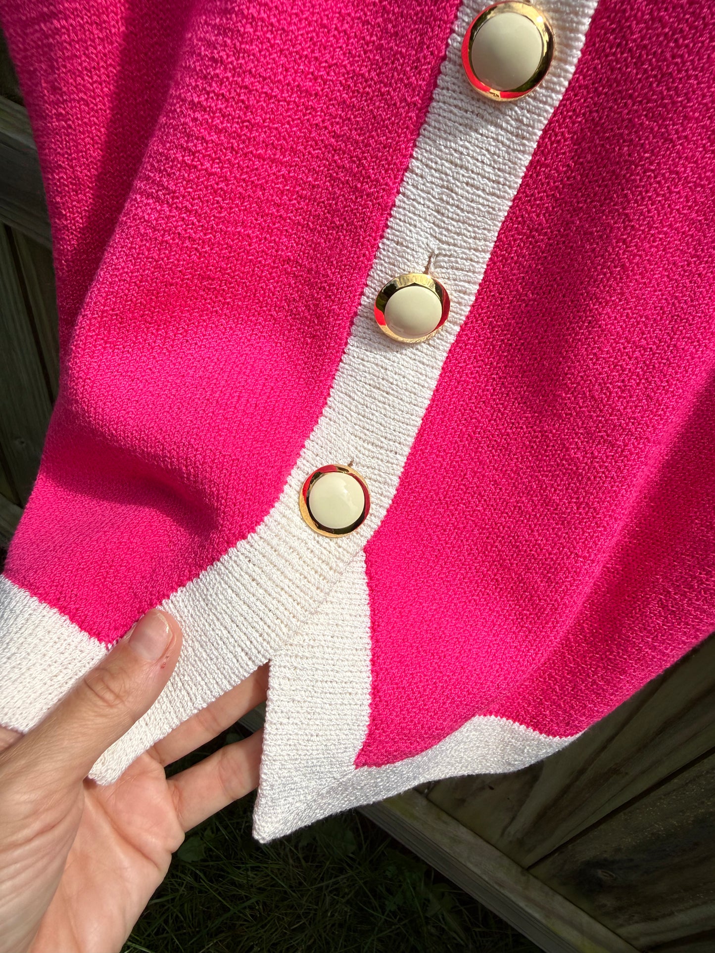 St. John Hot Pink Knit Cardigan | USA Made | Quiet Luxury