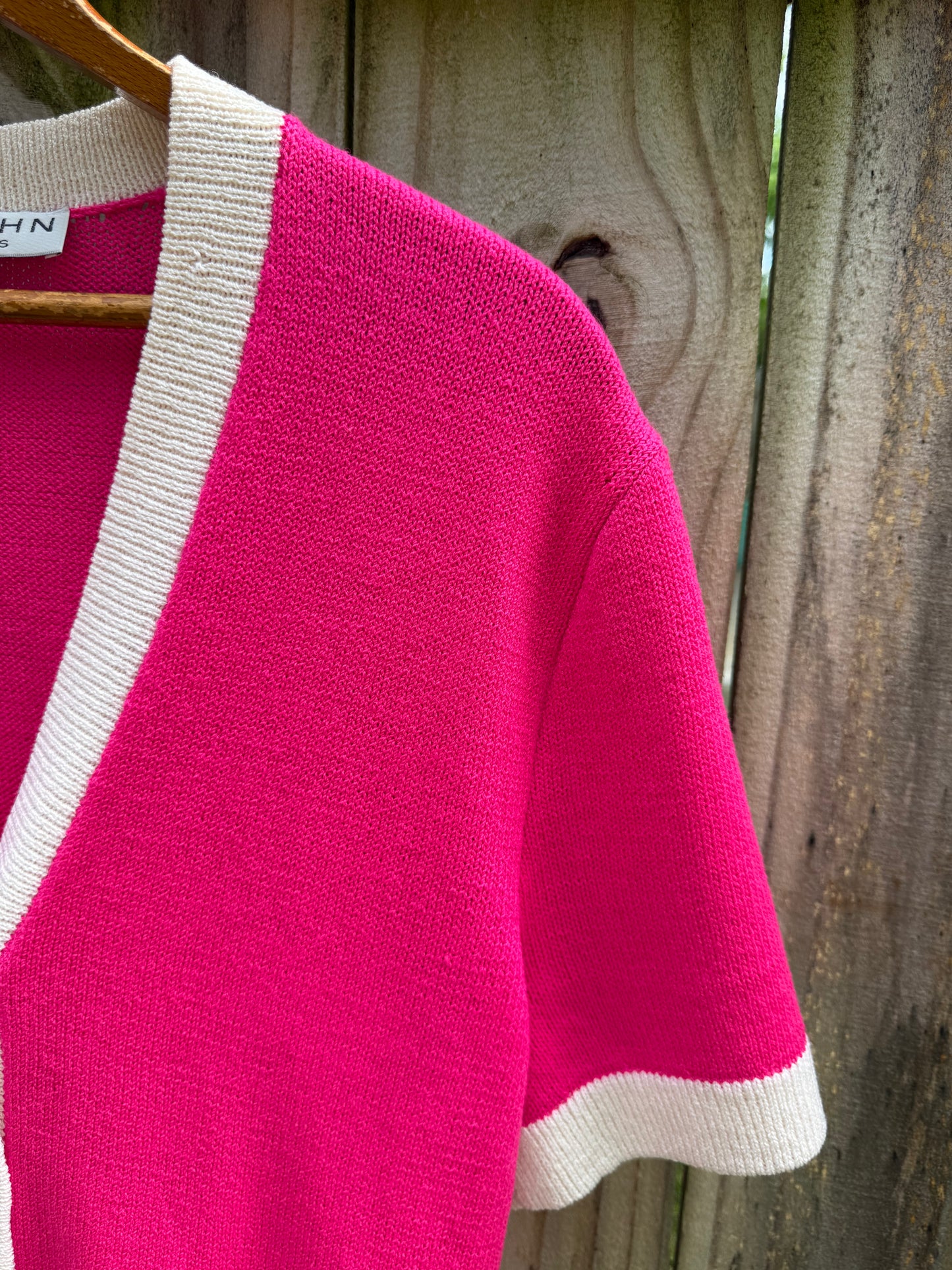 St. John Hot Pink Knit Cardigan | USA Made | Quiet Luxury