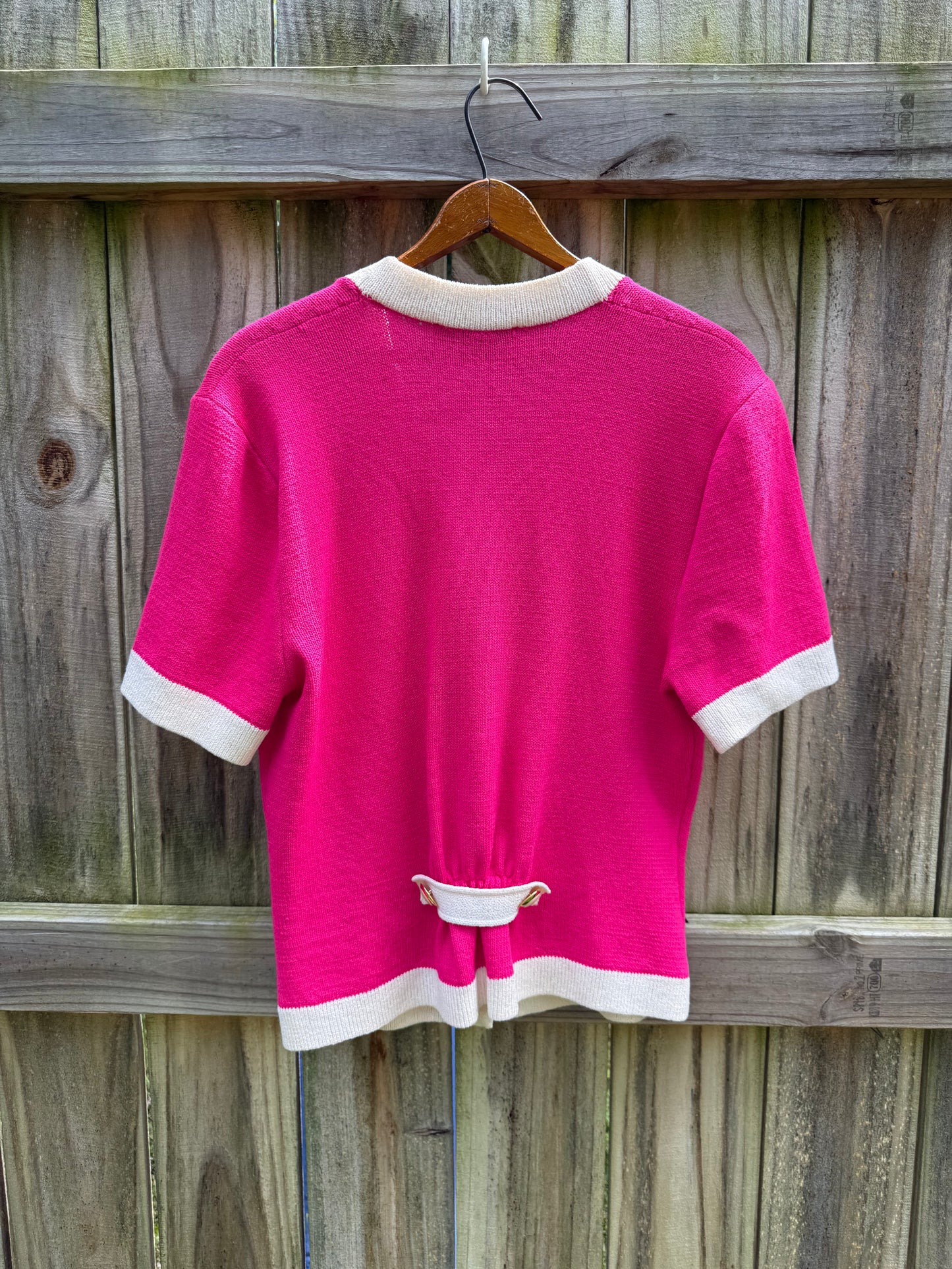 St. John Hot Pink Knit Cardigan | USA Made | Quiet Luxury