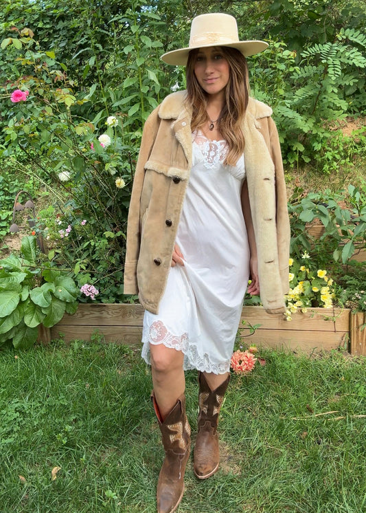 Vintage Ivory Lace Slip Dress