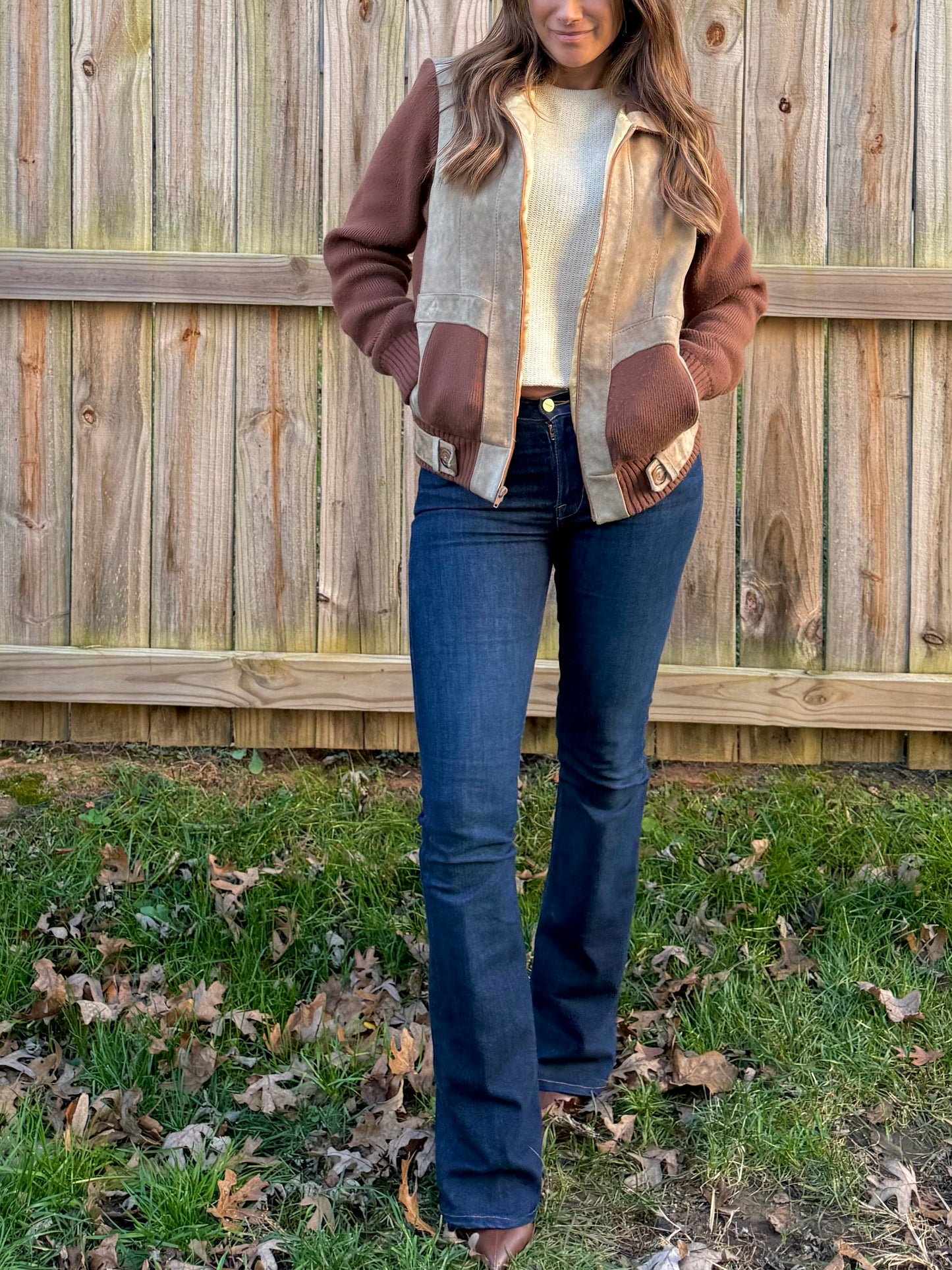 Vintage Deerskin Trading Post Leather & Knit Jacket Suede Rugged