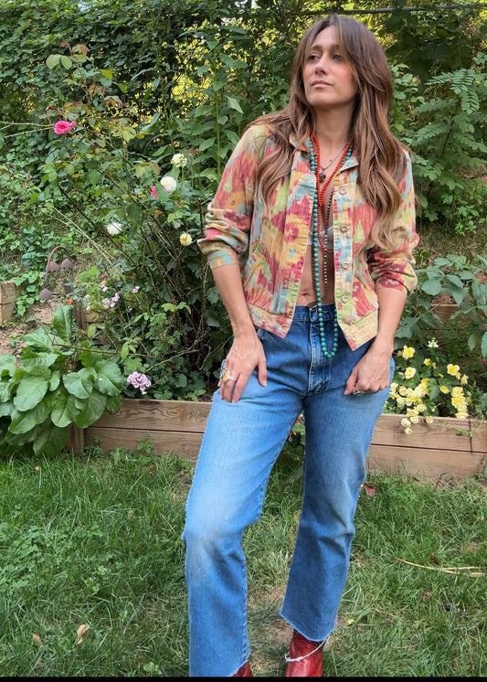 Vintage Ikat Print Cotton Jacket – 90s/00s Coldwater Creek