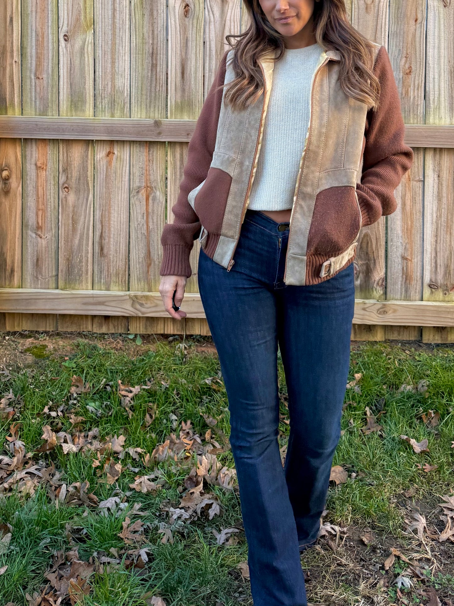 Vintage Deerskin Trading Post Leather & Knit Jacket Suede Rugged