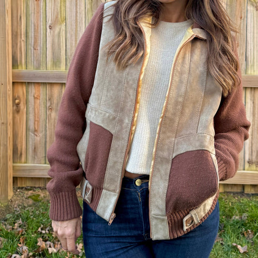 Vintage Deerskin Trading Post Leather & Knit Jacket Suede Rugged