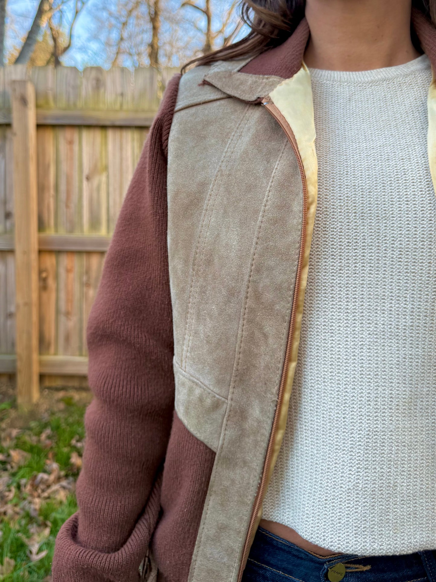 Vintage Deerskin Trading Post Leather & Knit Jacket Suede Rugged