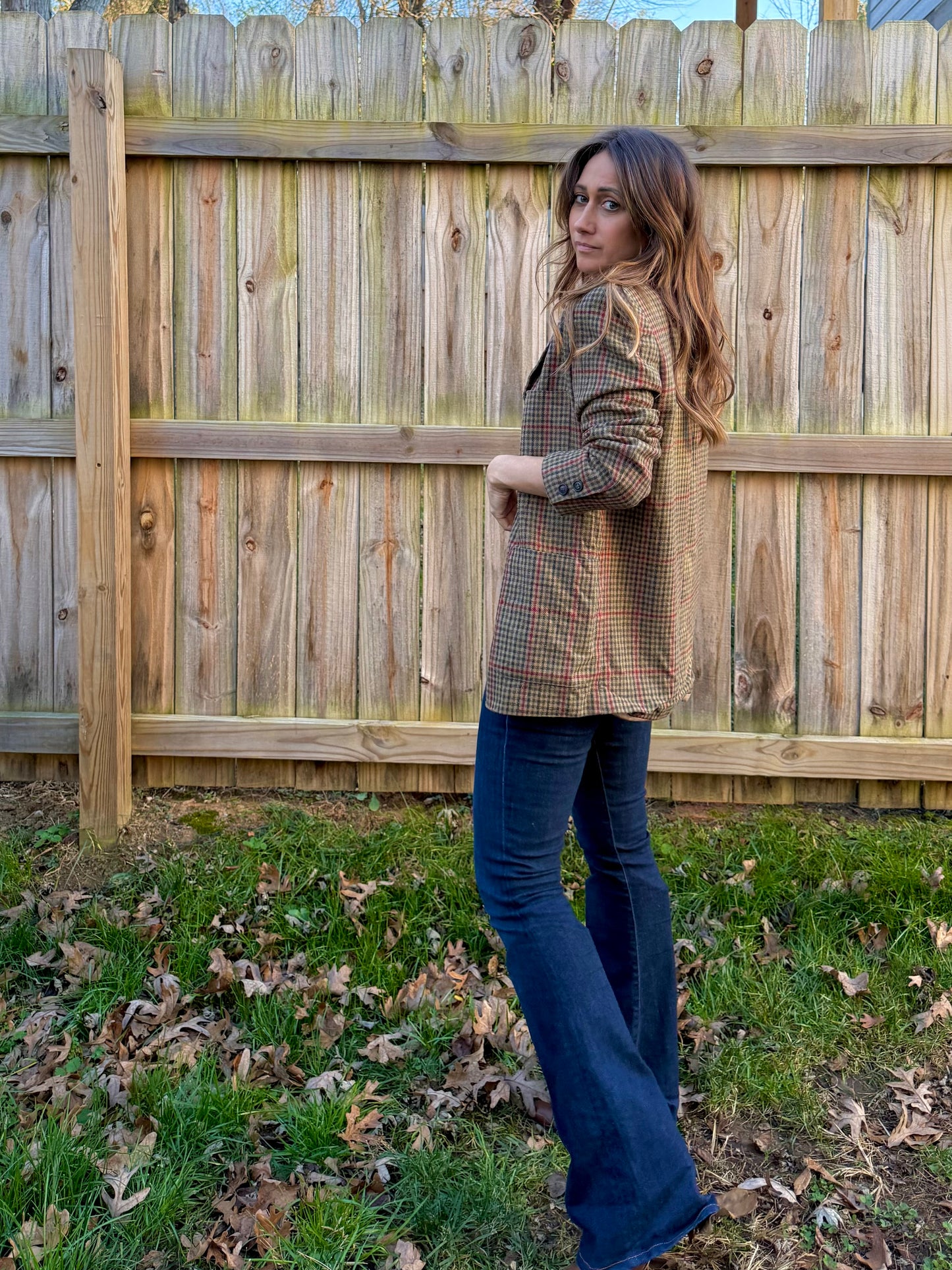 Vintage 100% Silk Plaid Blazer