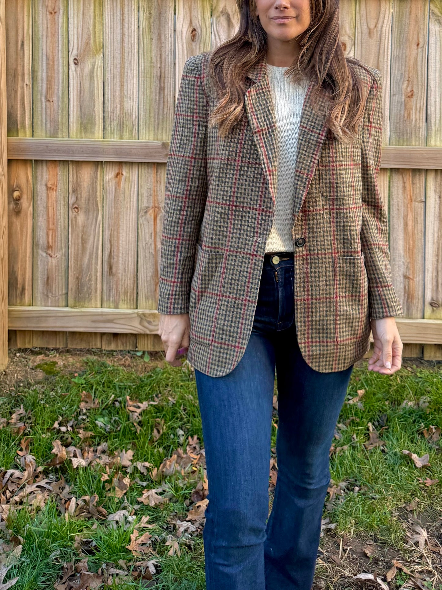Vintage 100% Silk Plaid Blazer