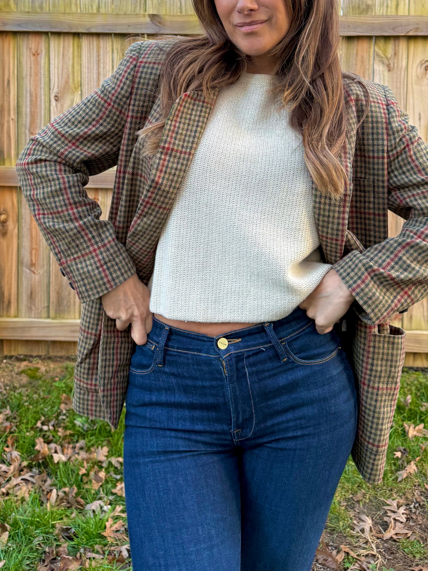 Vintage 100% Silk Plaid Blazer