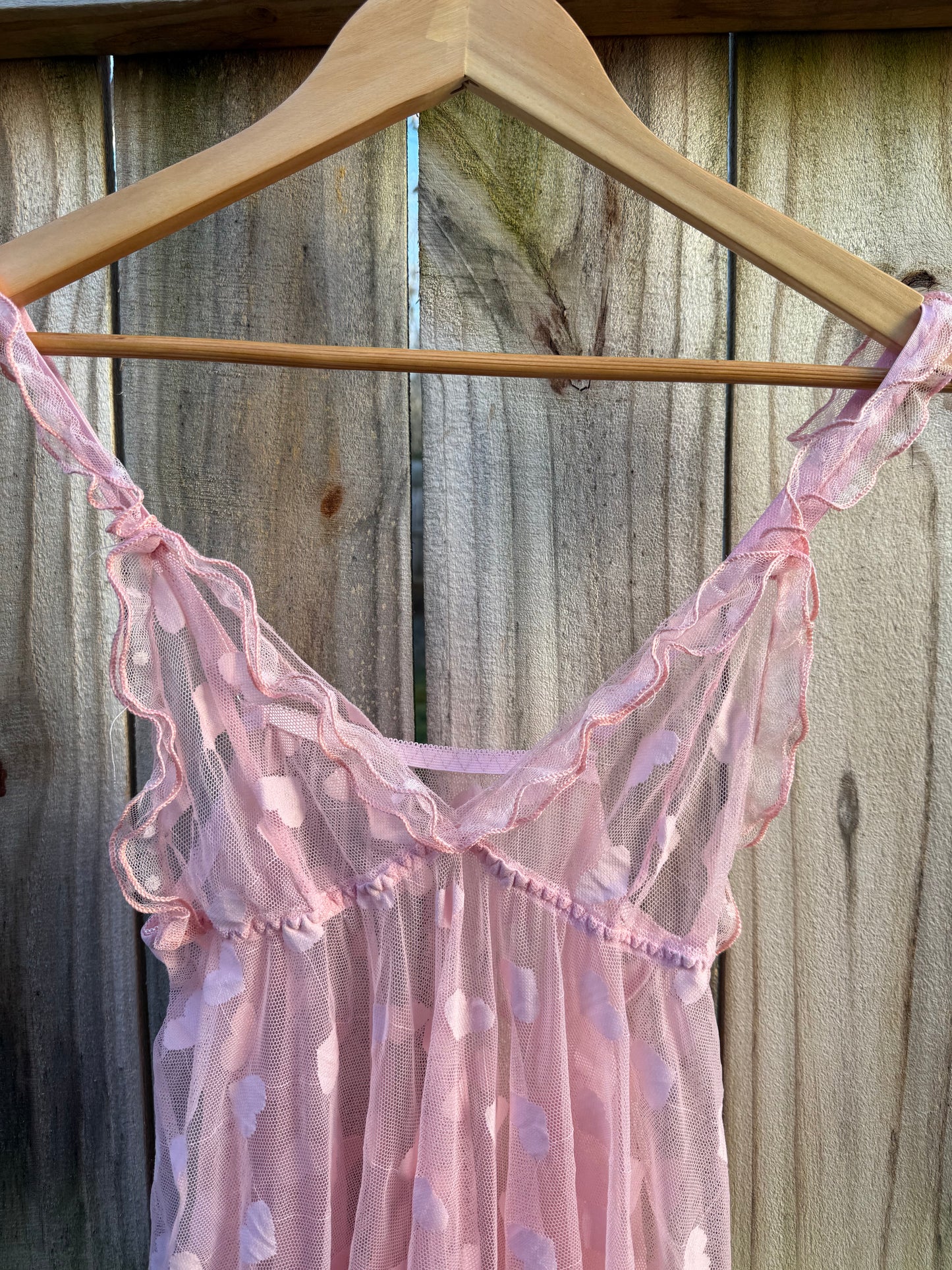 Pink Heart Mesh Slip Dress – Y2K Valentine Lingerie Mini