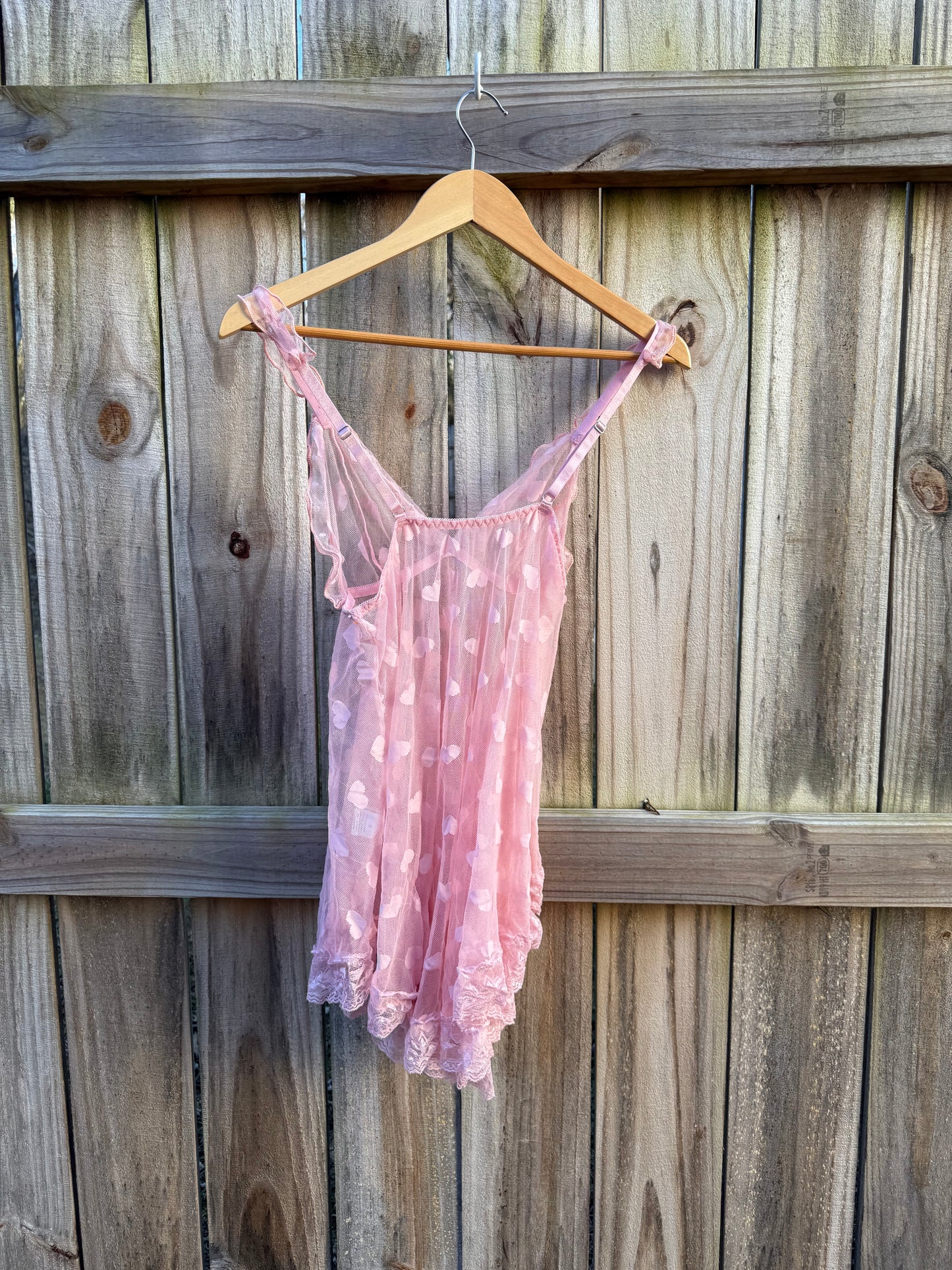 Pink Heart Mesh Slip Dress – Y2K Valentine Lingerie Mini