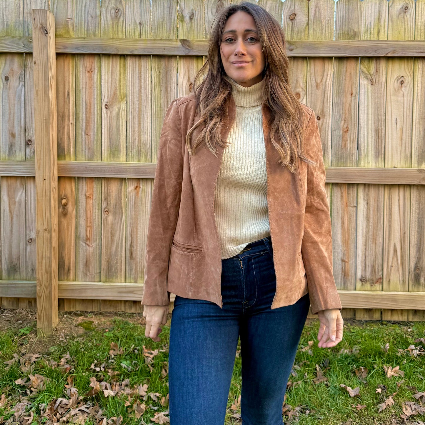 Brown Suede Open-Front Lodge Jacket - Quiet Luxury