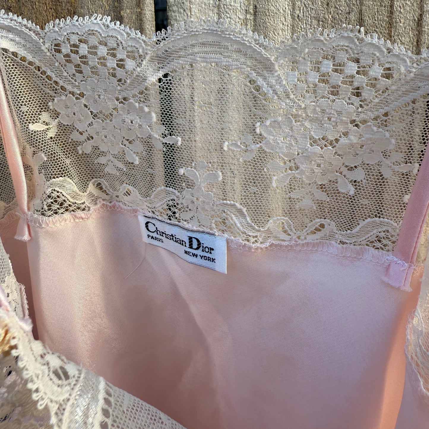 Vintage Christian Dior Blush Silk Lace Slip Set
