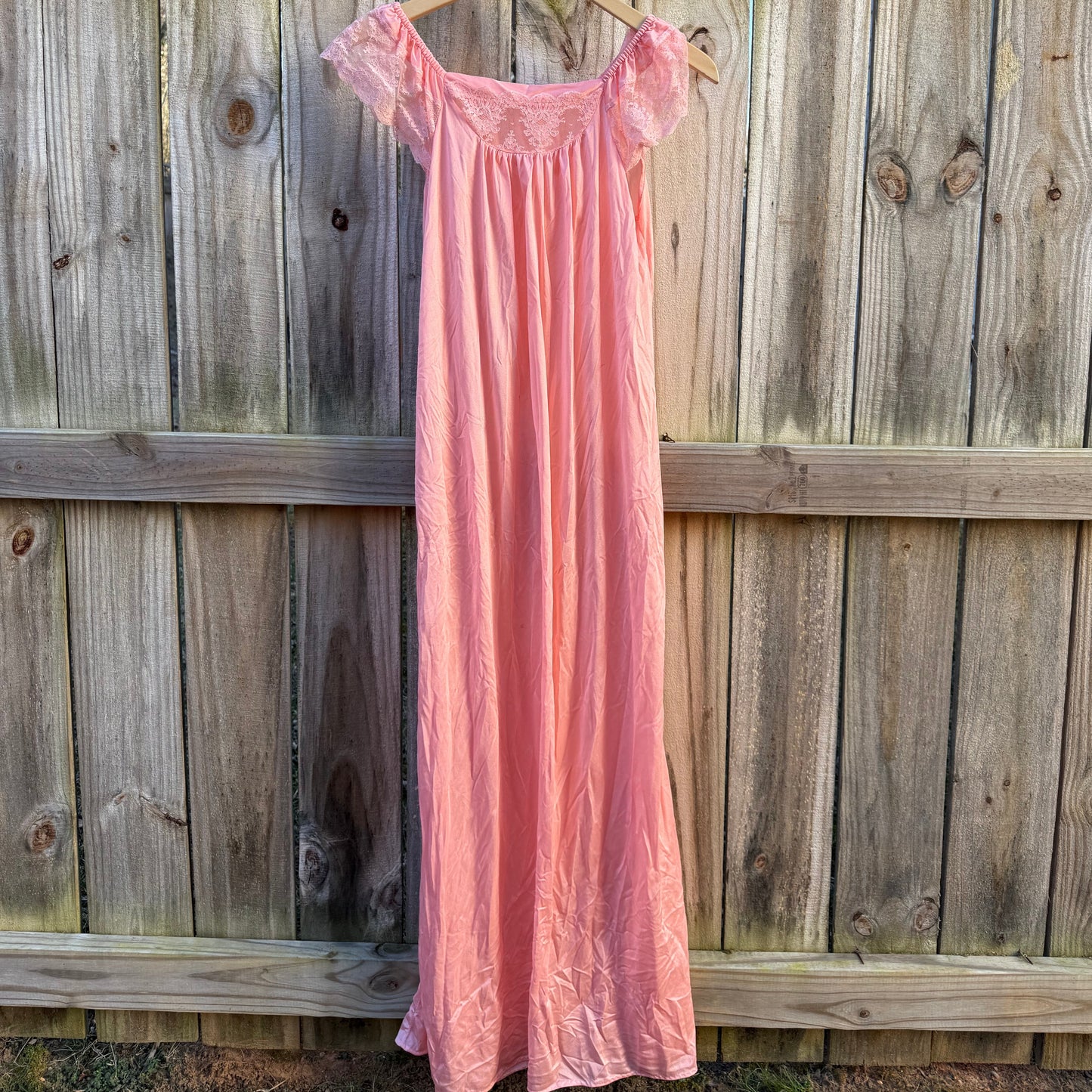 Vintage Blush Pink Lace Nightgown Dress – Sweetheart Valentine Slip
