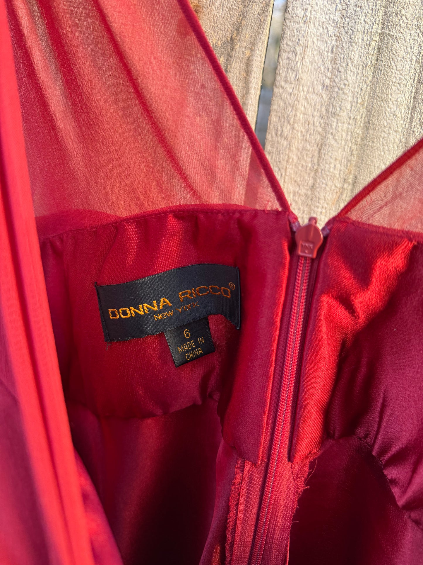 Vintage Donna Ricco Red Silk Chiffon Dress