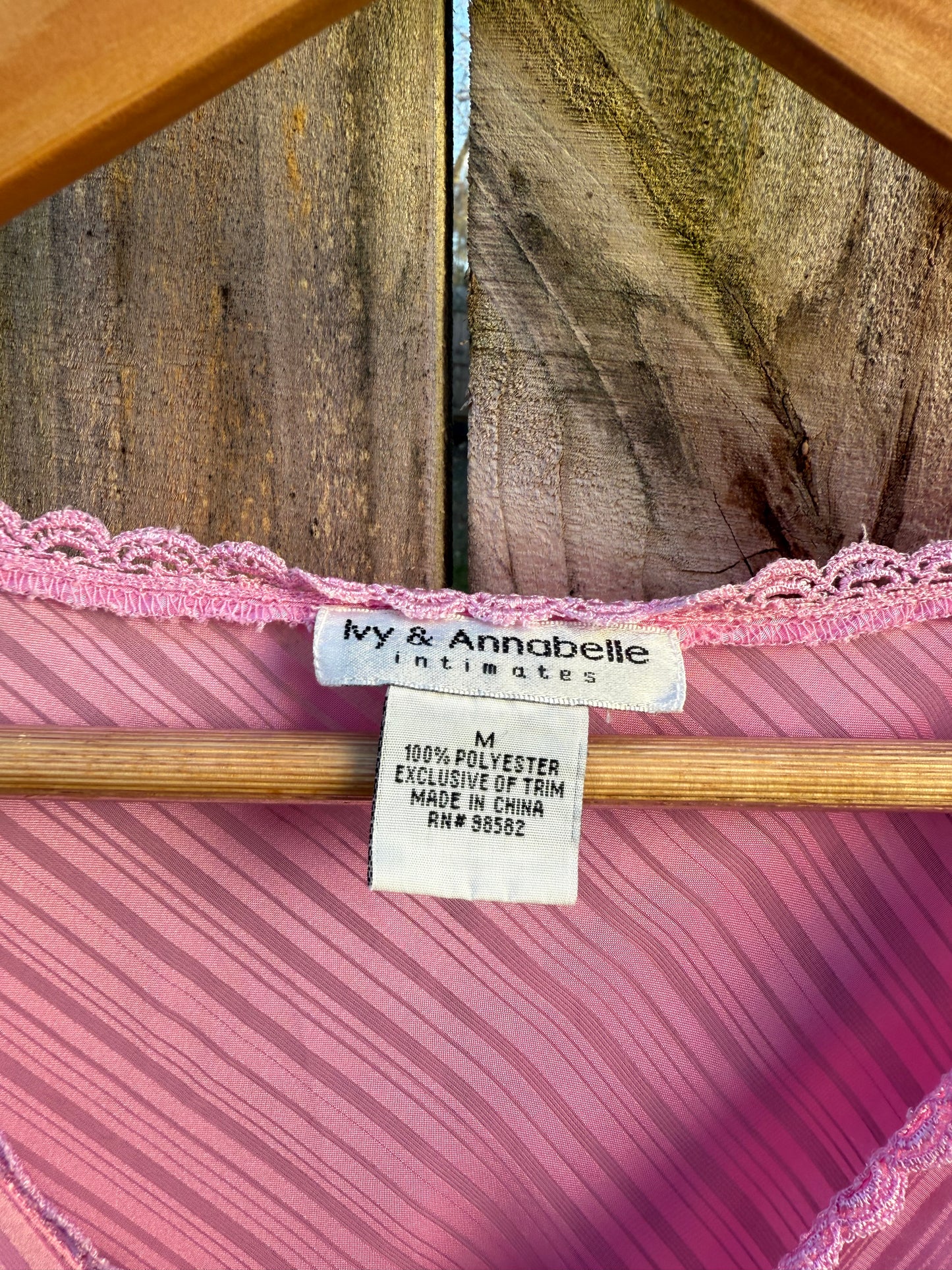 Vintage Pink Sheer Bias Nightgown – Soft Stripe Chiffon Slip