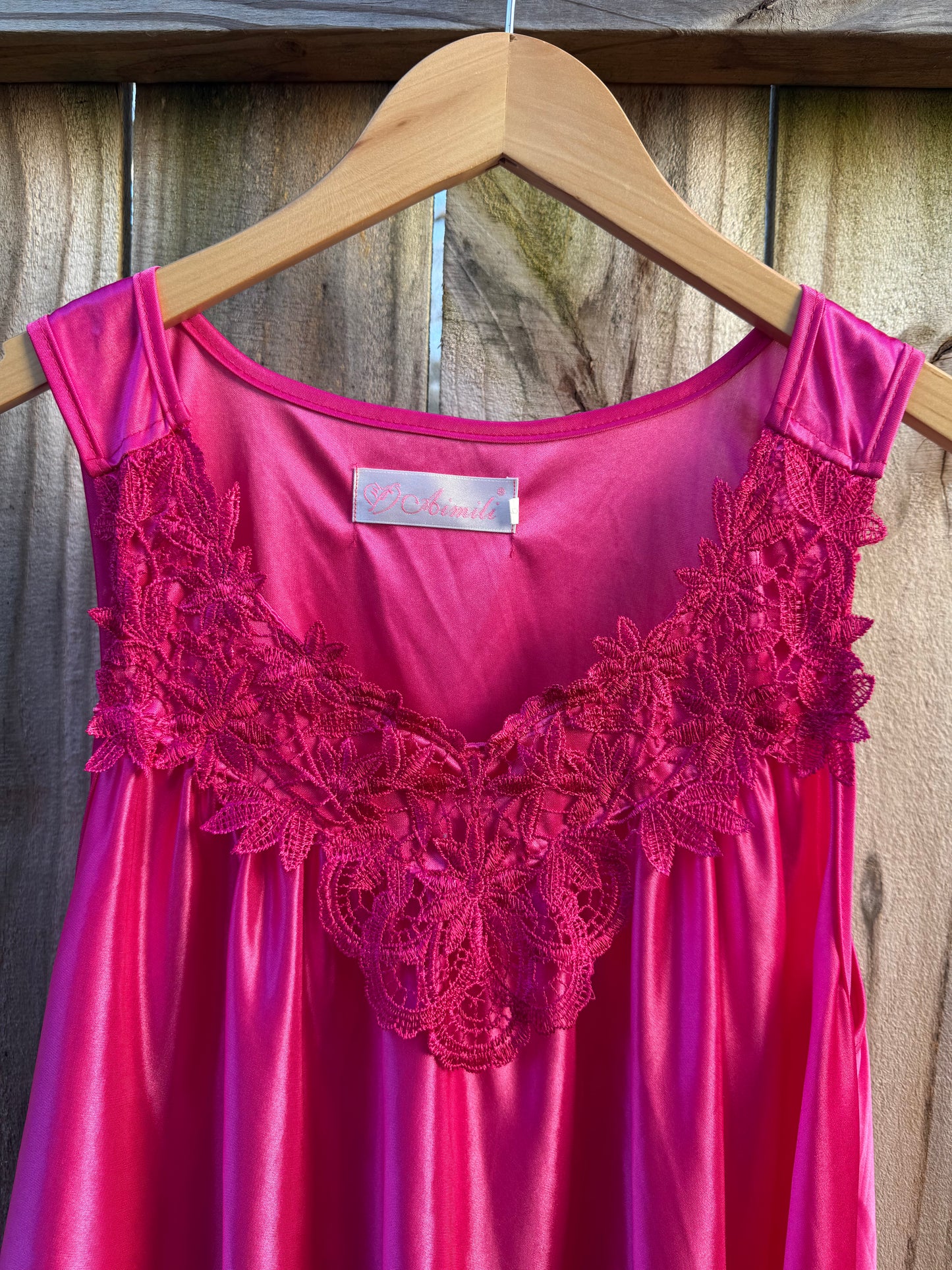 Vintage Hot Pink Lace Nightie Dress