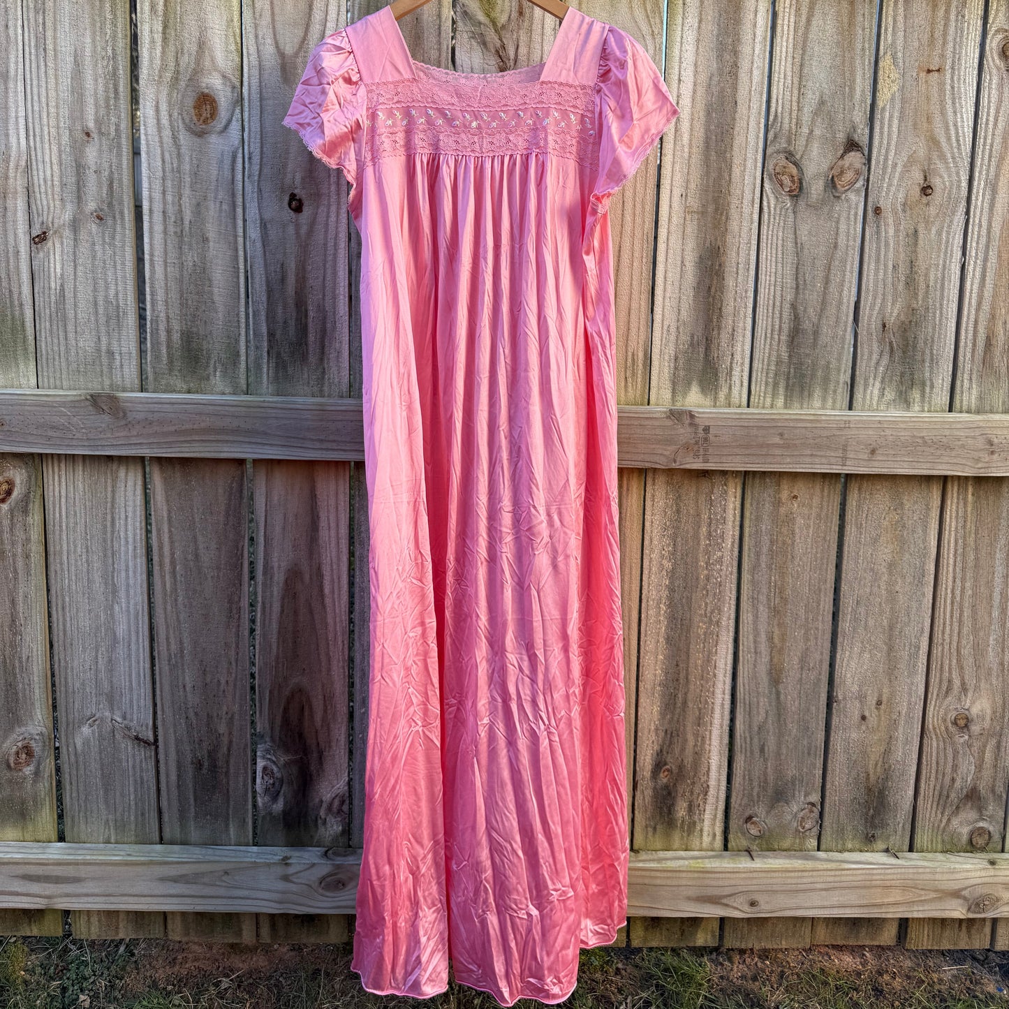 Vintage Pink Satin Nightgown Valentine