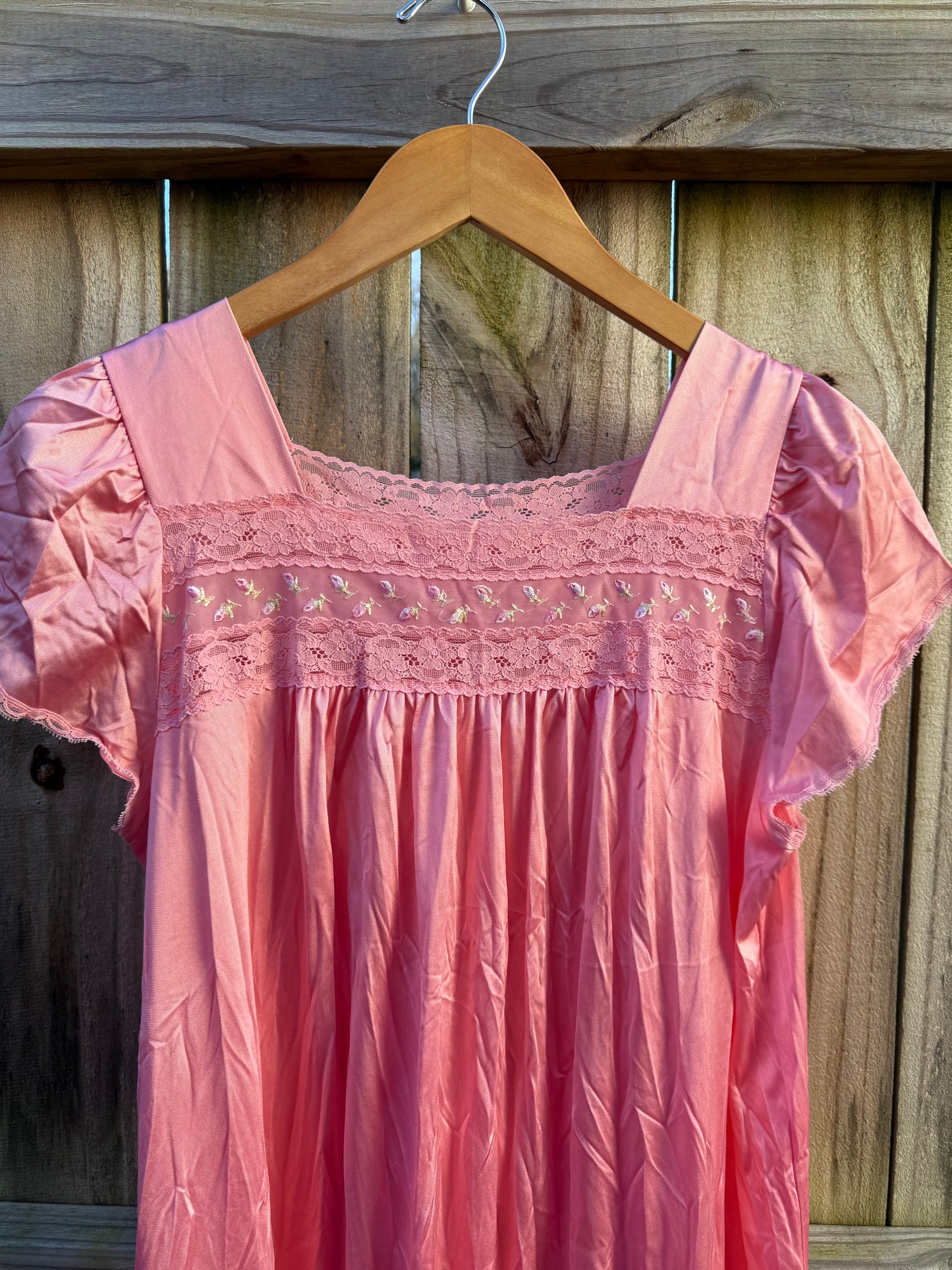 Vintage Pink Satin Nightgown Valentine