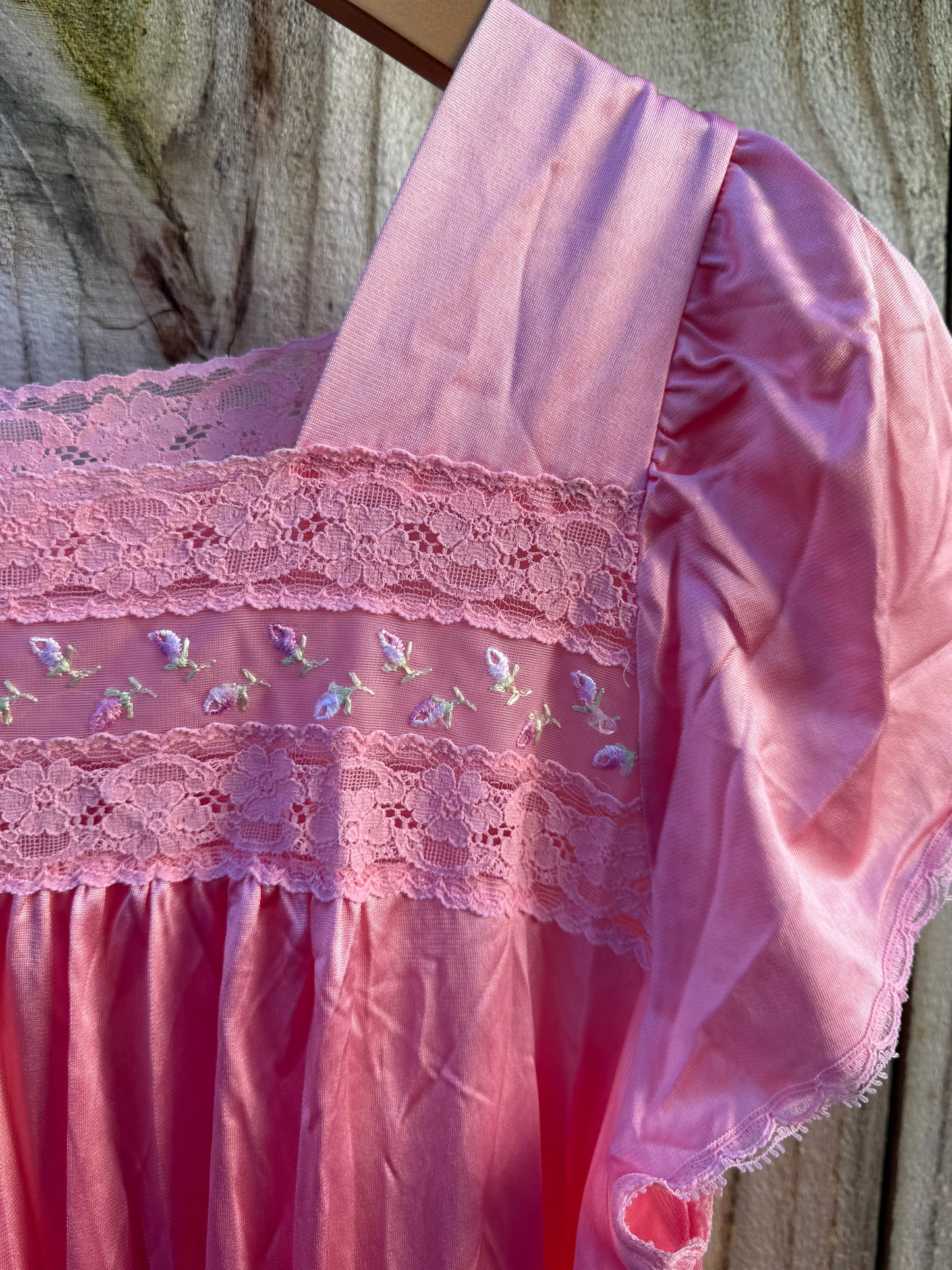 Vintage Pink Satin Nightgown Valentine