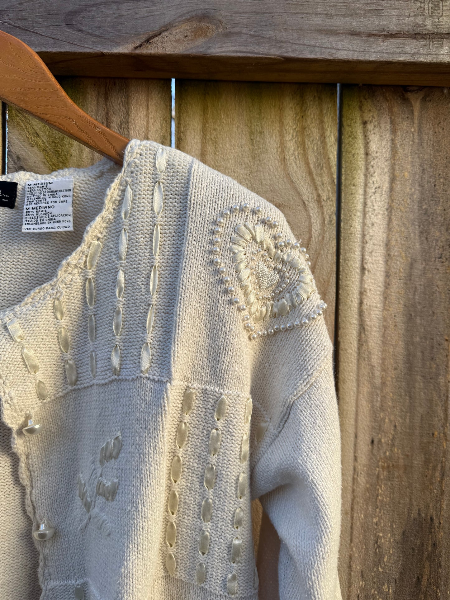 Vintage Pearl Heart Patchwork Cardigan - Valentine