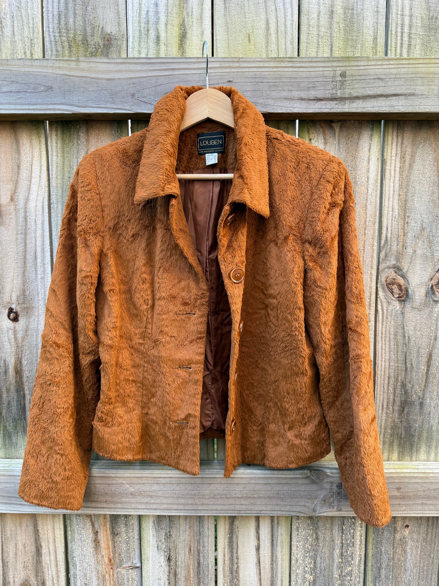 Rust Faux Fur Vintage Teddy Jacket Cognac