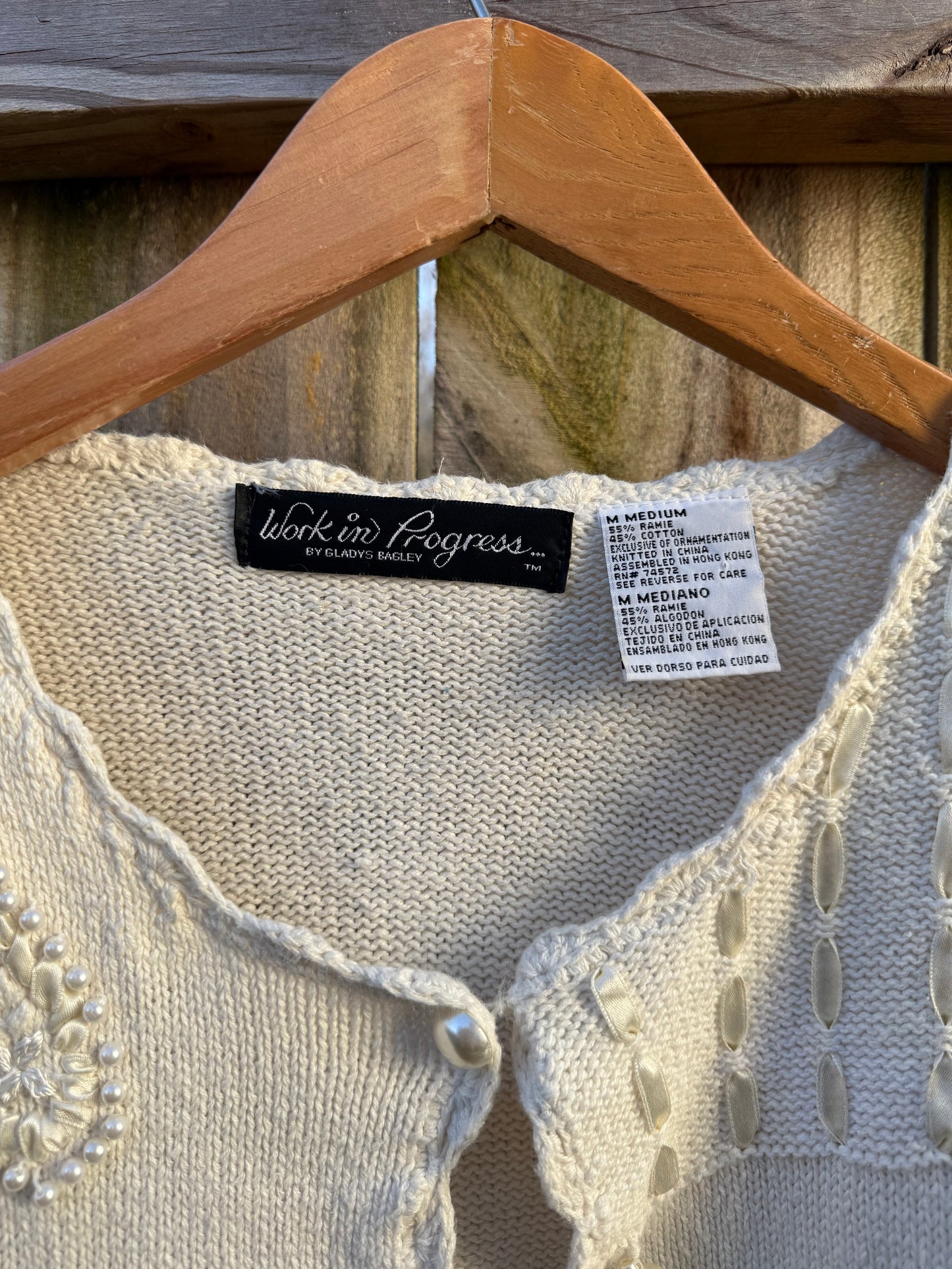 Vintage Pearl Heart Patchwork Cardigan - Valentine