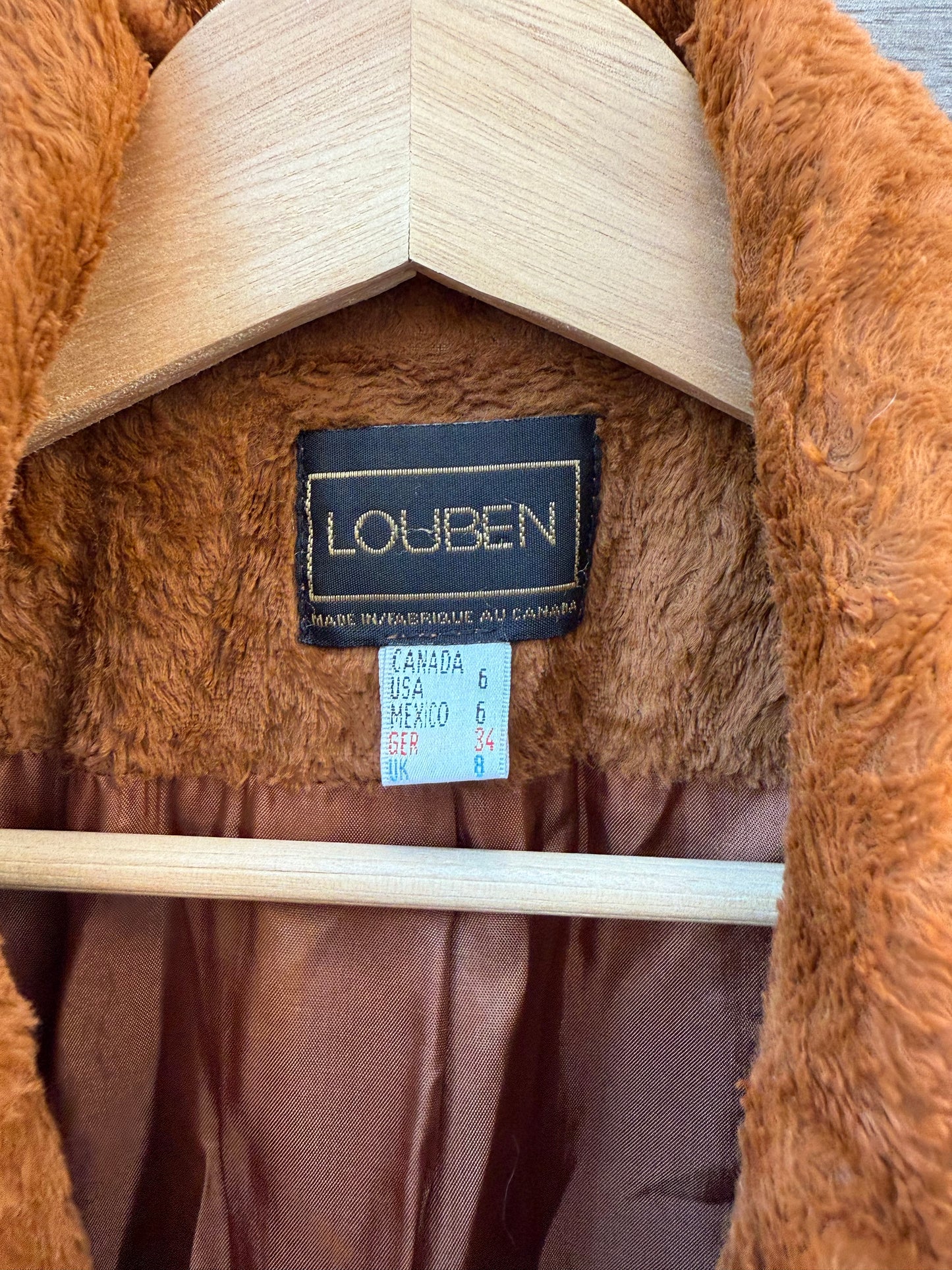 Rust Faux Fur Vintage Teddy Jacket Cognac