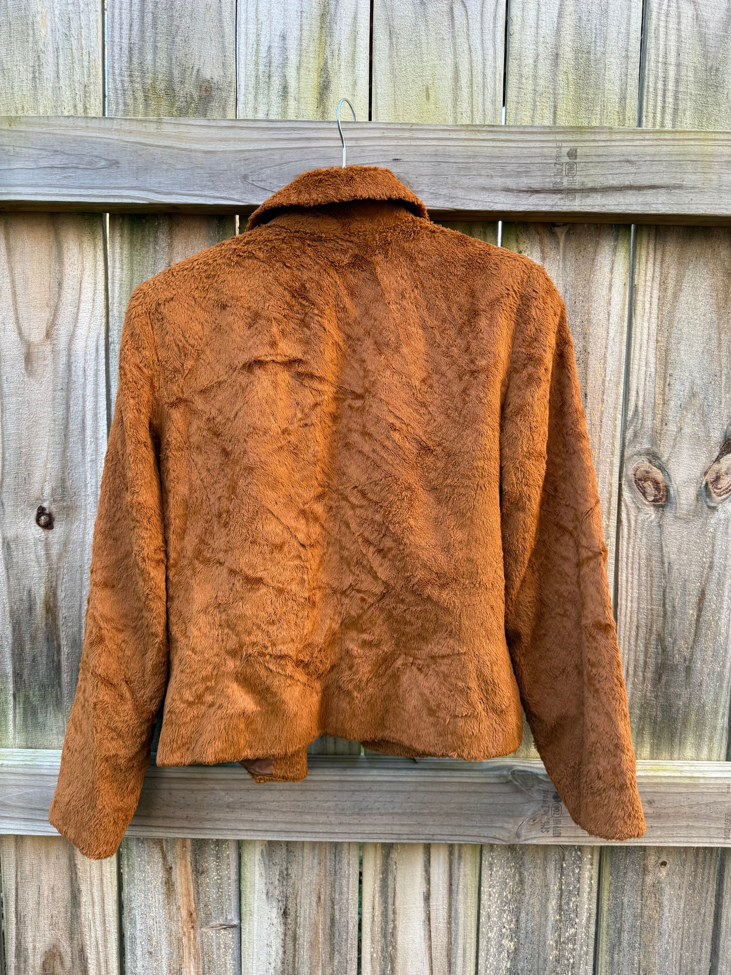 Rust Faux Fur Vintage Teddy Jacket Cognac