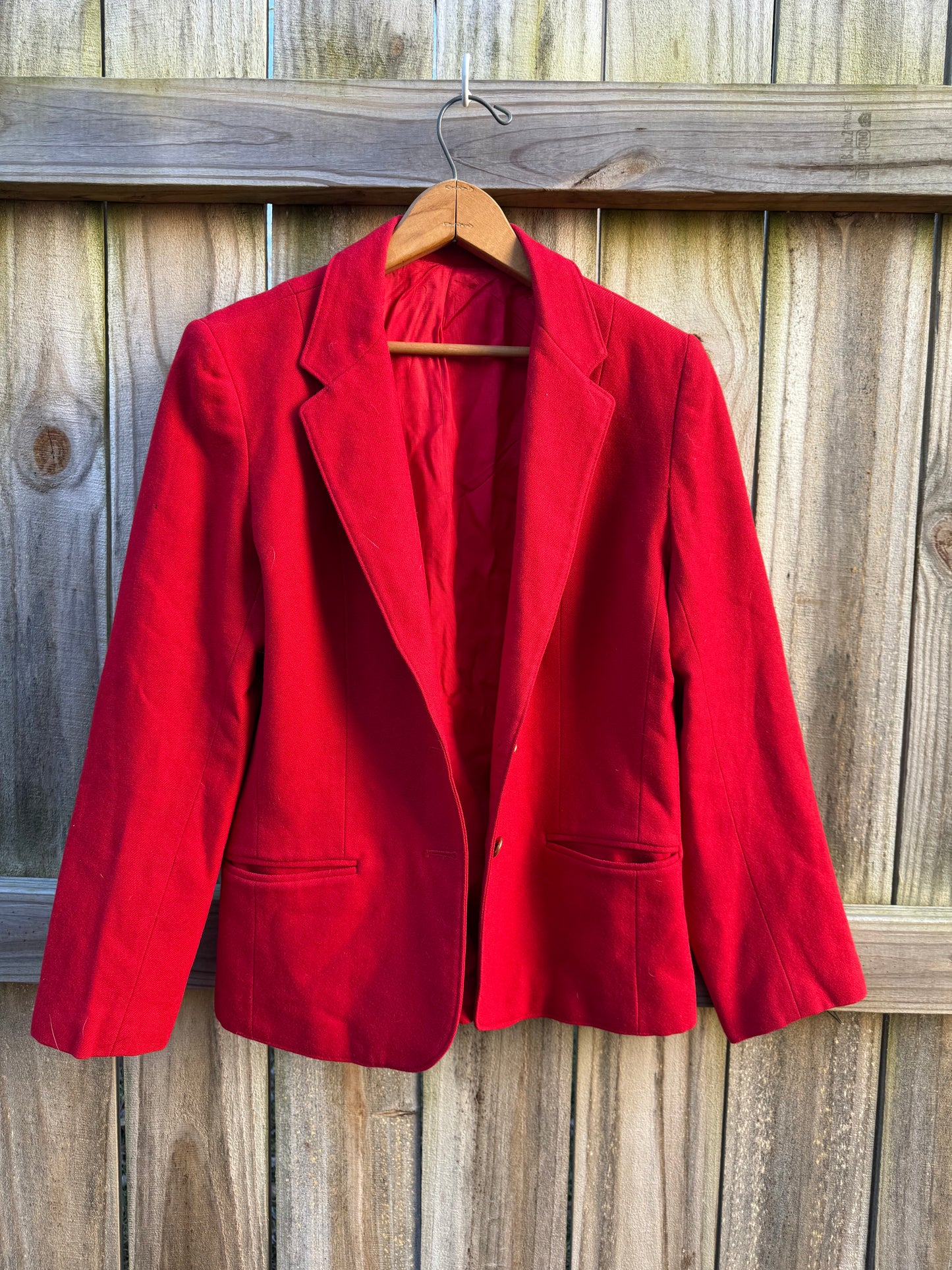 Vintage Cherry Red Power Blazer - Wool