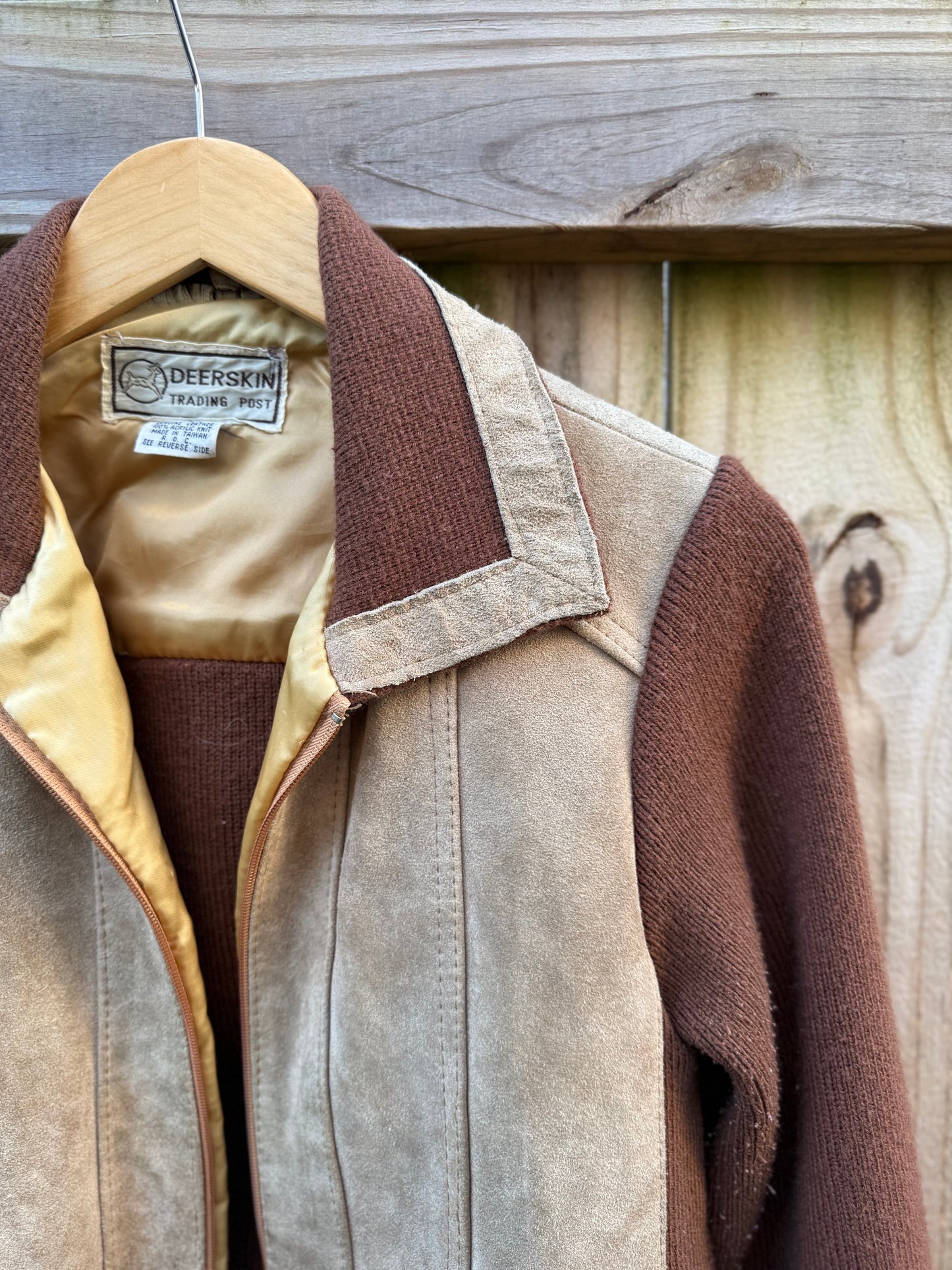 Vintage Deerskin Trading Post Leather & Knit Jacket Suede Rugged