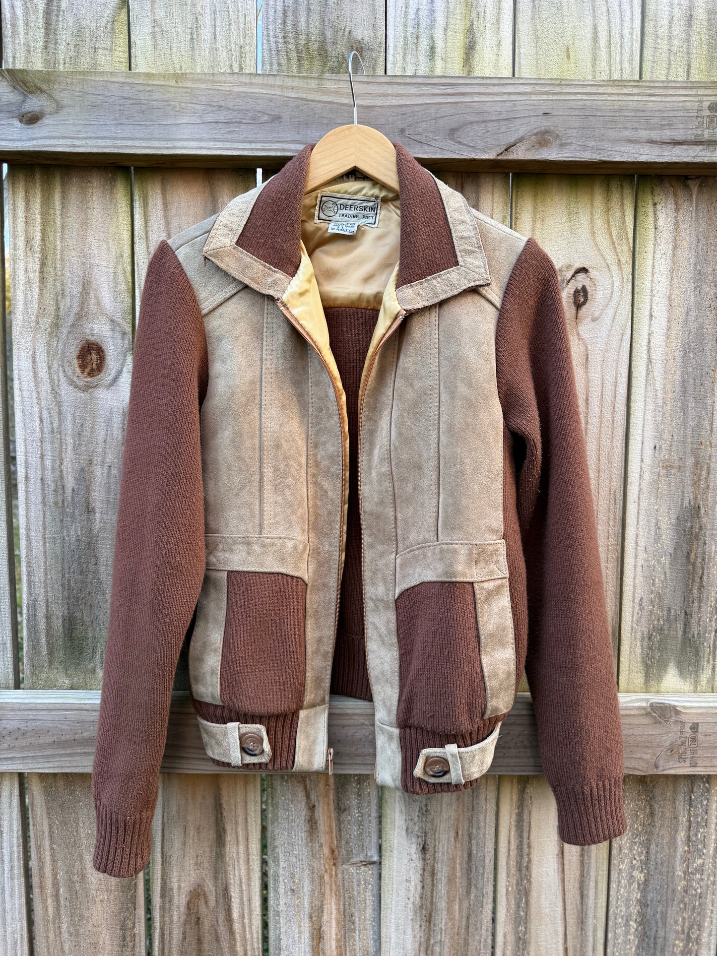 Vintage Deerskin Trading Post Leather & Knit Jacket Suede Rugged