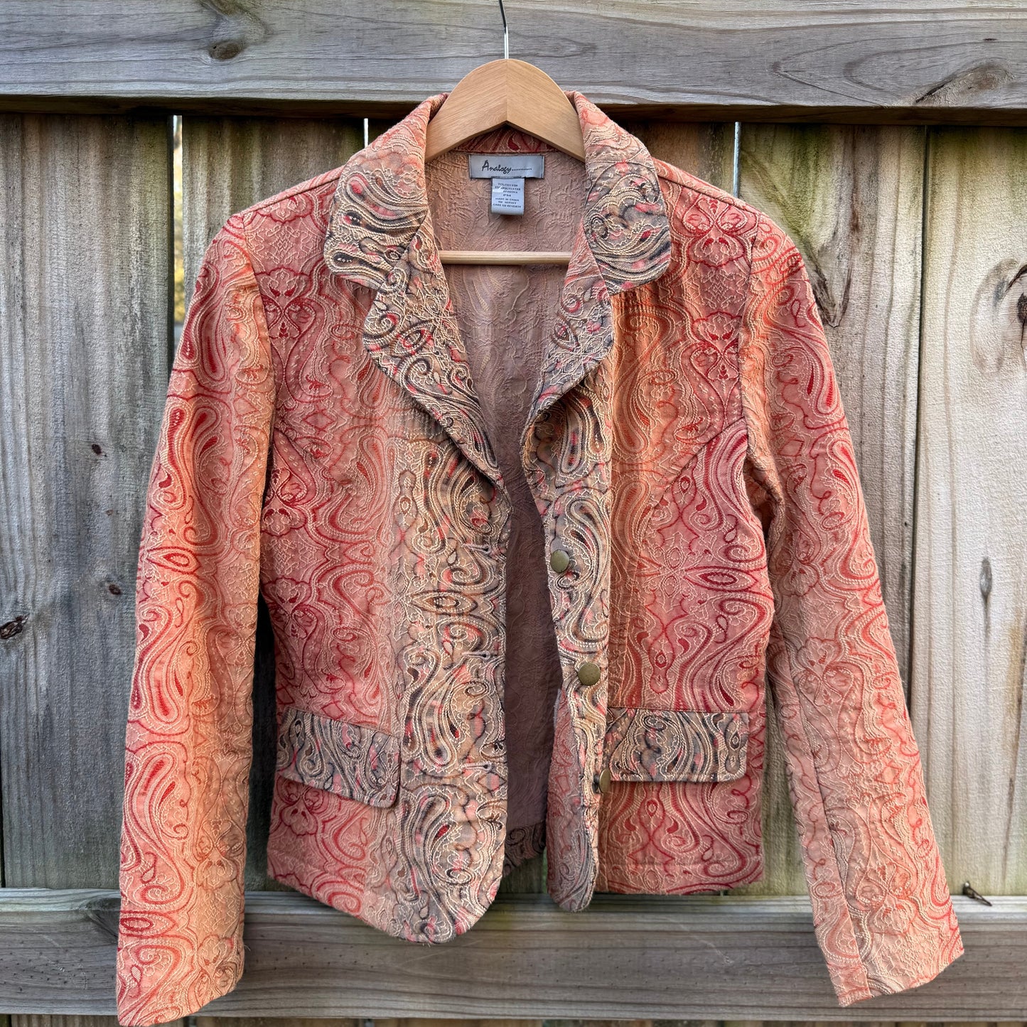 Analogy Paisley Jacquard Blazer Coral Y2K