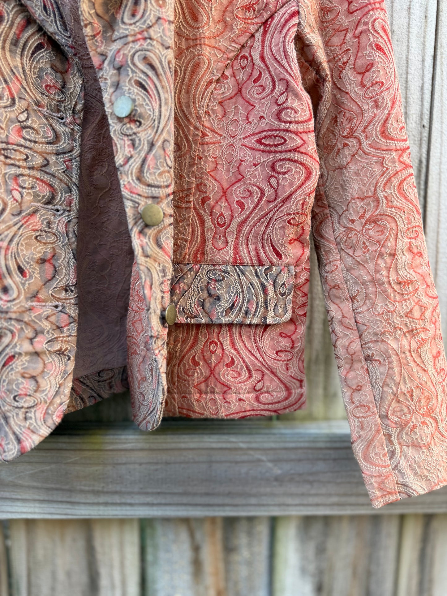 Analogy Paisley Jacquard Blazer Coral Y2K