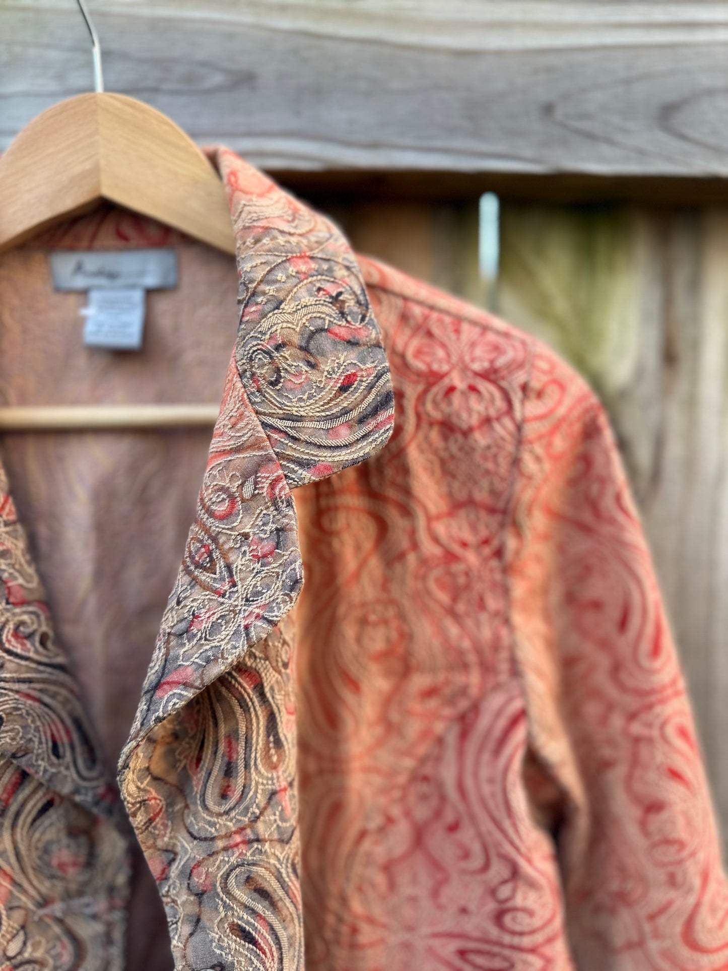 Analogy Paisley Jacquard Blazer Coral Y2K